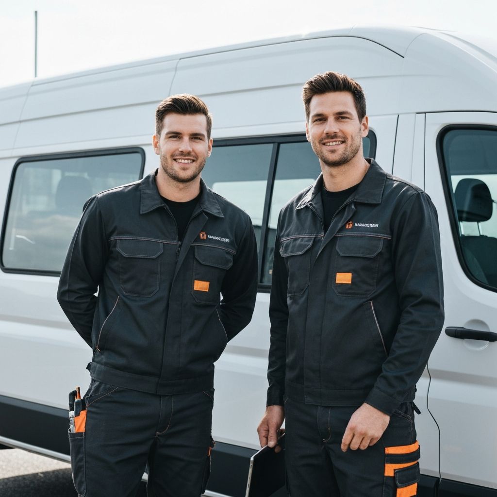 Das RONO Team – zwei junge Unternehmer aus Diepholz vor dem Transporter